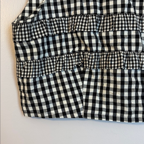 Rachel Antonoff Black White Gingham Ruffle Crop Top size L - Picture 5 of 14